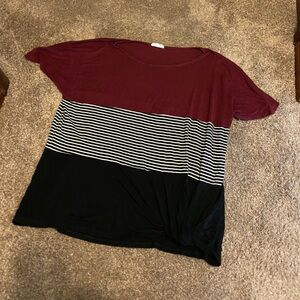 Women's Burgundy and Black Striped Top Maurice’s